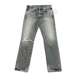 Goldsign Walcott Jeans Bonham Grey High Rise Straight Leg Women's 27 Distresse